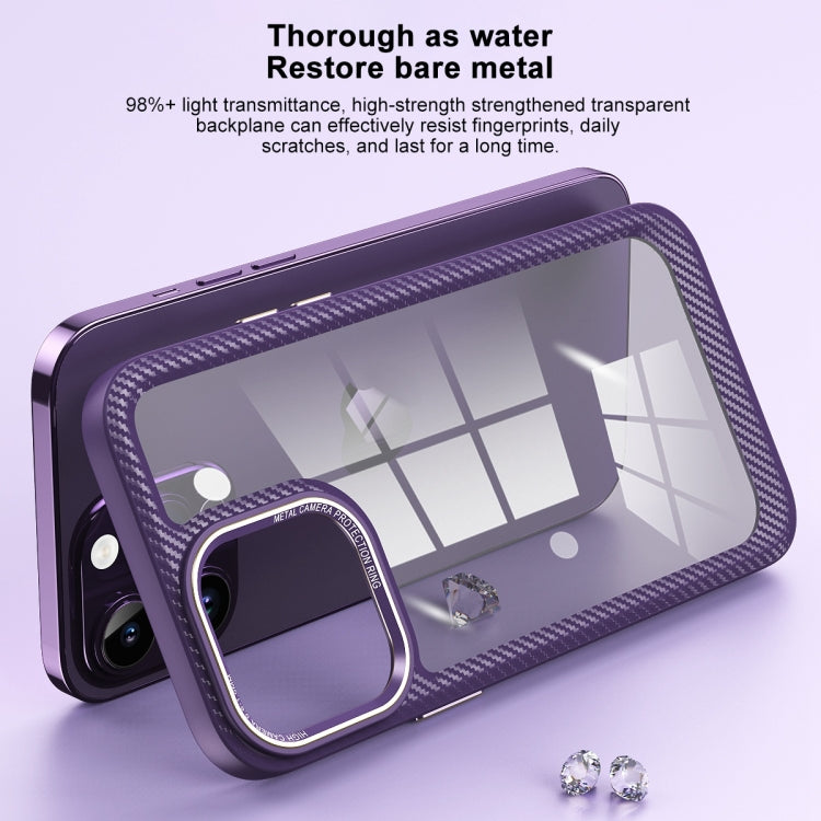 For iPhone 14 Pro Max Carbon Fiber Transparent Back Panel Phone Case(Green) - iPhone 14 Pro Max Cases by buy2fix | Online Shopping UK | buy2fix