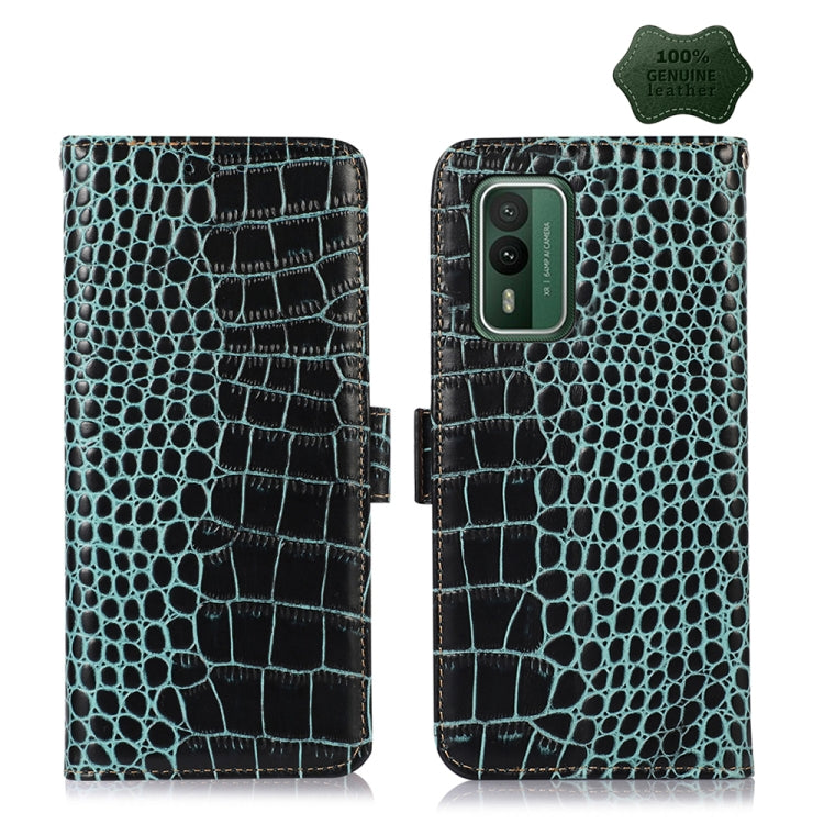 For Nokia XR21 Crocodile Top Layer Cowhide Leather Phone Case(Green) - Nokia Cases by buy2fix | Online Shopping UK | buy2fix