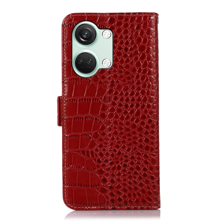 For OnePlus Nord 3 / Ace 2V Crocodile Top Layer Cowhide Leather Phone Case(Red) - OnePlus Cases by buy2fix | Online Shopping UK | buy2fix