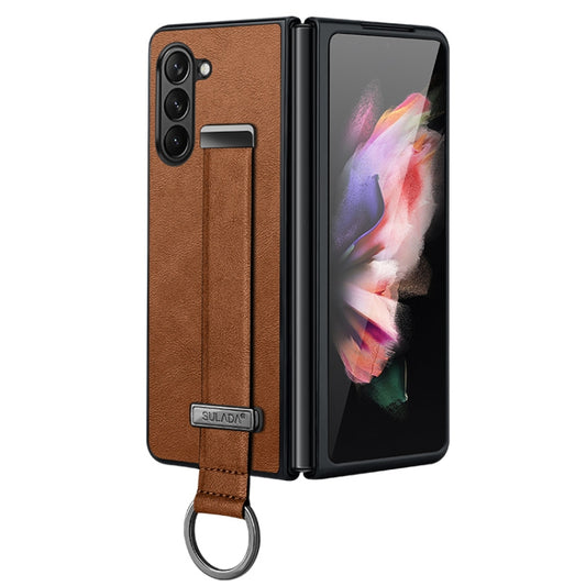 For Samsung Galaxy Z Fold5 SULADA PC + Leather Texture Skin Feel Shockproof Phone Case(Brown) - Galaxy Z Fold5 Cases by SULADA | Online Shopping UK | buy2fix