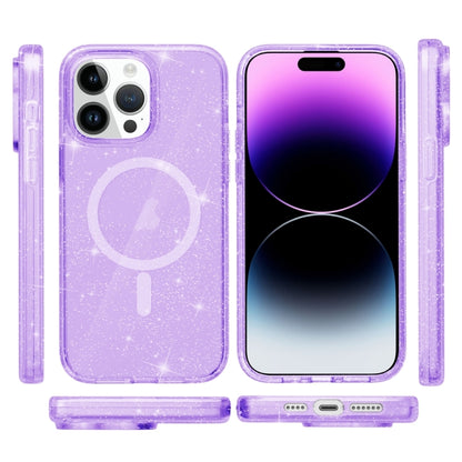 For iPhone 15 Pro Max Terminator Style Glitter Powder MagSafe Magnetic Phone Case(Purple) - iPhone 15 Pro Max Cases by buy2fix | Online Shopping UK | buy2fix