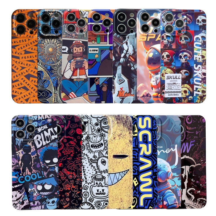 For iPhone 14 Pro Painted Pattern Precise Hole PC Phone Case(Orange Paint Astronaut) - iPhone 14 Pro Cases by buy2fix | Online Shopping UK | buy2fix