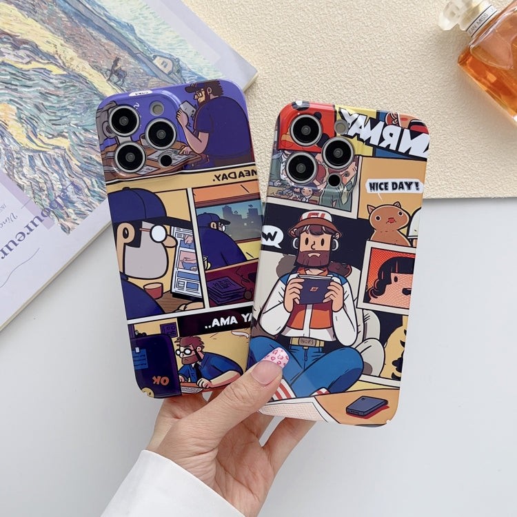 For iPhone 14 Painted Pattern Precise Hole PC Phone Case(Orange Astronaut) - iPhone 14 Cases by buy2fix | Online Shopping UK | buy2fix