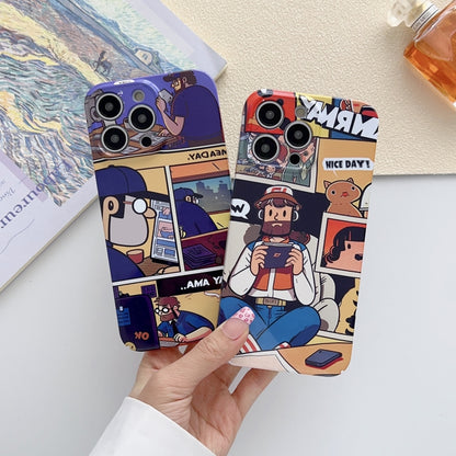 For iPhone 13 Pro Max Painted Pattern Precise Hole PC Phone Case(Purple Comics) - iPhone 13 Pro Max Cases by buy2fix | Online Shopping UK | buy2fix