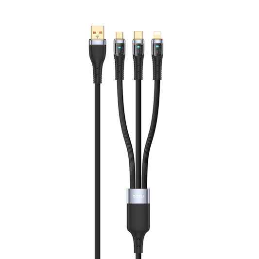 TOTU CB-8-3 100W 3 in 1 USB to 8 Pin+Type-C+Micro USB Transparent Braided Data Cable, Length: 1.5m - Multifunctional Cable by TOTUDESIGN | Online Shopping UK | buy2fix