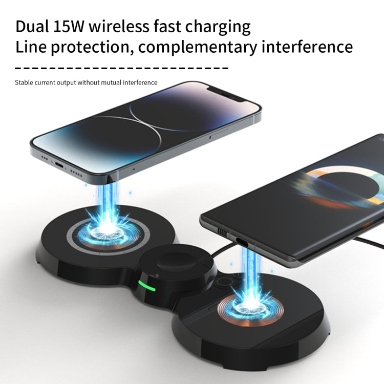 H20 15W 3 in 1 Transparent Magnetic Wireless Charger(Black) - Wireless Charger by buy2fix | Online Shopping UK | buy2fix