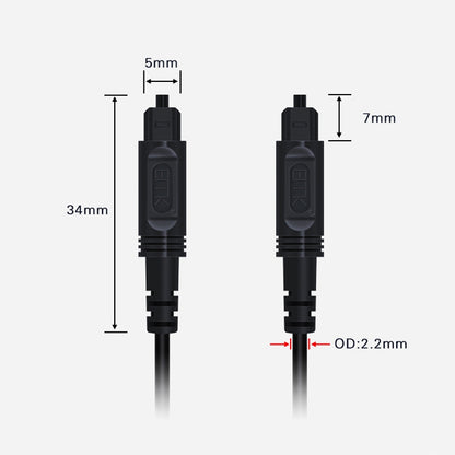 2m EMK OD2.2mm Digital Audio Optical Fiber Cable Plastic Speaker Balance Cable(Silver Grey) - Audio Optical Cables by EMK | Online Shopping UK | buy2fix