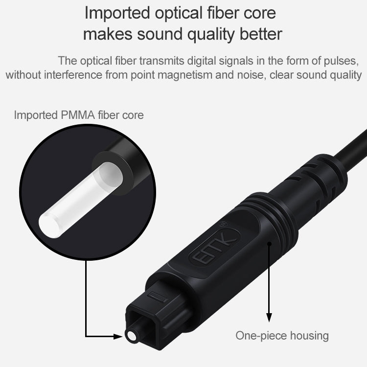 3m EMK OD2.2mm Digital Audio Optical Fiber Cable Plastic Speaker Balance Cable(Black) -  by EMK | Online Shopping UK | buy2fix