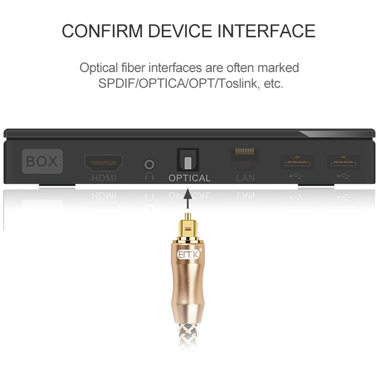 1m EMK OD6.0mm Gold-plated TV Digital Audio Optical Fiber Connecting Cable - Audio Optical Cables by EMK | Online Shopping UK | buy2fix