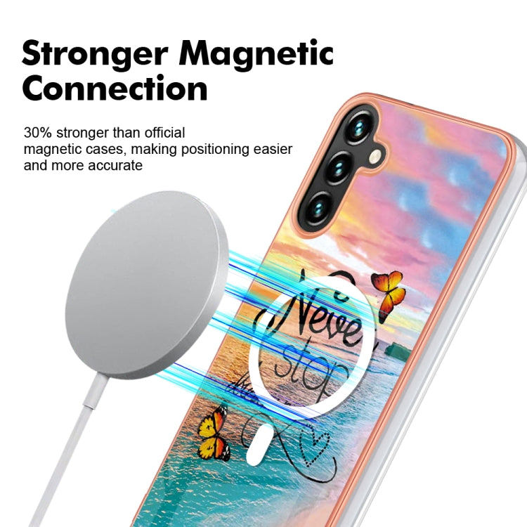 For Samsung Galaxy A54 5G Marble Pattern Dual-side IMD Magsafe TPU Phone Case(Dream Butterfly) - Galaxy Phone Cases by buy2fix | Online Shopping UK | buy2fix