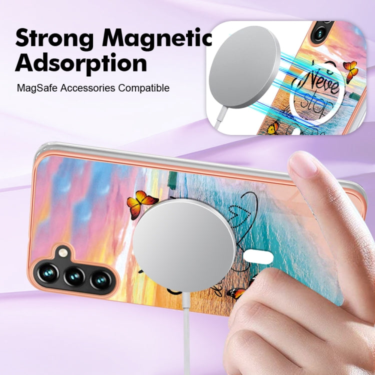 For Samsung Galaxy A54 5G Marble Pattern Dual-side IMD Magsafe TPU Phone Case(Dream Butterfly) - Galaxy Phone Cases by buy2fix | Online Shopping UK | buy2fix