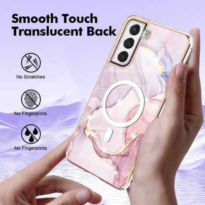 For Samsung Galaxy S21 FE 5G Marble Pattern Dual-side IMD Magsafe TPU Phone Case(Rose Gold 005) - Galaxy Phone Cases by buy2fix | Online Shopping UK | buy2fix