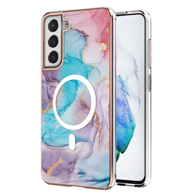 For Samsung Galaxy S21 FE 5G Marble Pattern Dual-side IMD Magsafe TPU Phone Case(Blue Marble) - Galaxy Phone Cases by buy2fix | Online Shopping UK | buy2fix