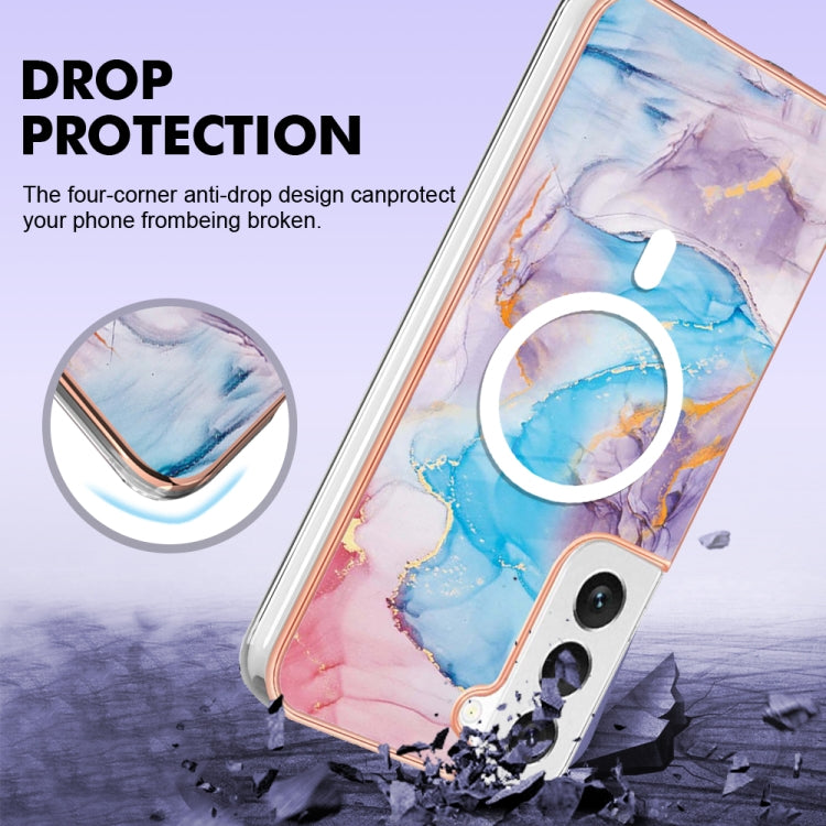 For Samsung Galaxy S22 5G Marble Pattern Dual-side IMD Magsafe TPU Phone Case(Blue Marble) - Galaxy S22 5G Cases by buy2fix | Online Shopping UK | buy2fix
