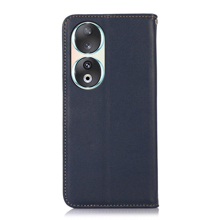 For Honor 90 KHAZNEH Nappa Top Layer Cowhide Leather Phone Case(Blue) - Honor Cases by buy2fix | Online Shopping UK | buy2fix