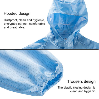 Striped Anti-static Split Hood Dust-proof Work Suit, Size:XXXXXL(Navy Blue) - Protective Clothing by buy2fix | Online Shopping UK | buy2fix
