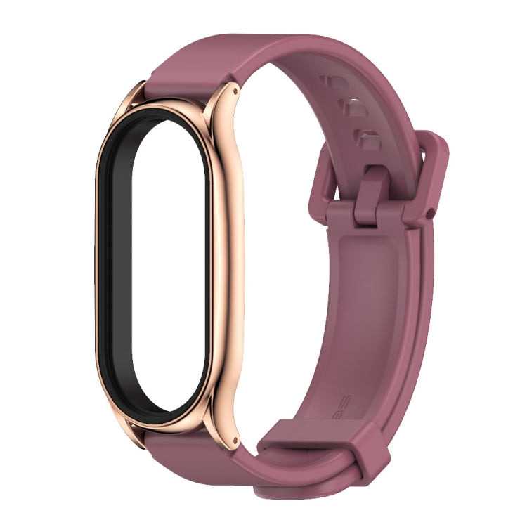 For Xiaomi Mi Band 8 Mijobs Plus Case Silicone Watch Band(Wine Red Rose Gold) - Watch Bands by MIJOBS | Online Shopping UK | buy2fix