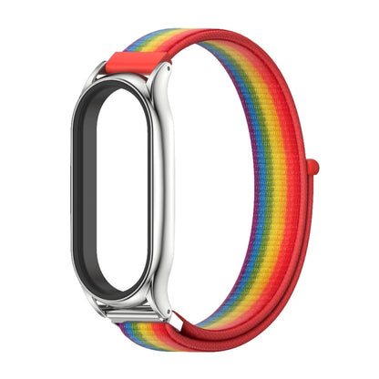 For Xiaomi Mi Band 8 Mijobs Plus Case Breathable Nylon Loop Watch Band(Rainbow Silver) - Watch Bands by MIJOBS | Online Shopping UK | buy2fix