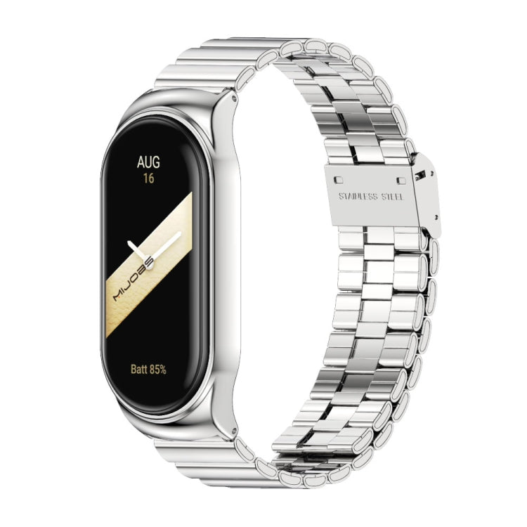 For Xiaomi Mi Band 8 Mijobs CS Case Bamboo Buckle Metal Watch Band(Silver) - Watch Bands by MIJOBS | Online Shopping UK | buy2fix