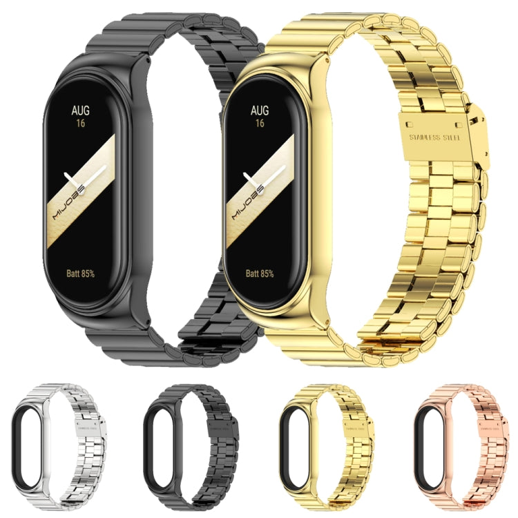 For Xiaomi Mi Band 8 Mijobs CS Case Bamboo Buckle Metal Watch Band(Silver) - Watch Bands by MIJOBS | Online Shopping UK | buy2fix