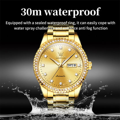 OLEVS 7003 Men Multifunctional Waterproof Mechanical Watch(Gold) - Metal Strap Watches by OLEVS | Online Shopping UK | buy2fix