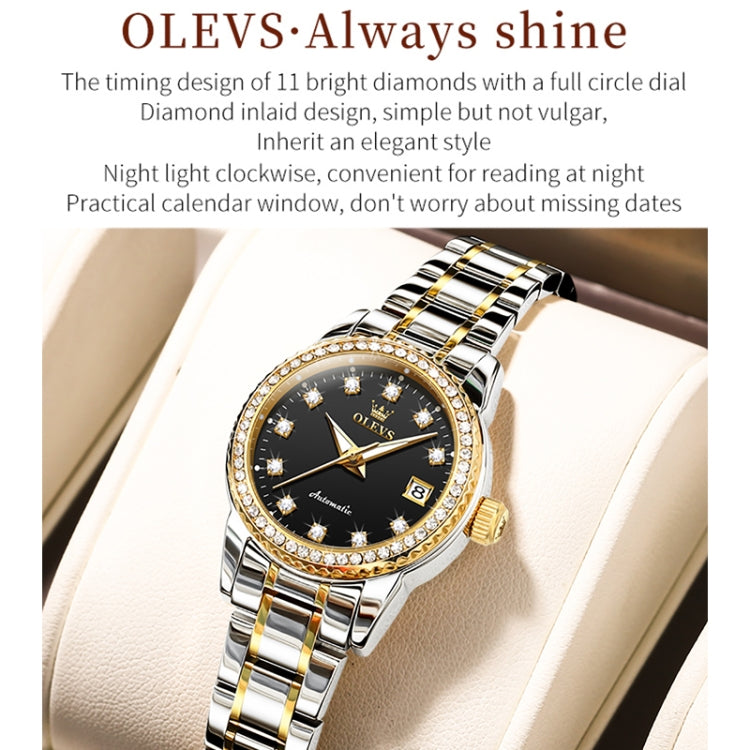 OLEVS 7003 Women Multifunctional Waterproof Mechanical Watch(Gold + Black) - Metal Strap Watches by OLEVS | Online Shopping UK | buy2fix