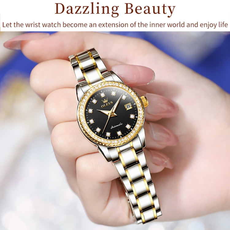 OLEVS 7003 Women Multifunctional Waterproof Mechanical Watch(Gold + Black) - Metal Strap Watches by OLEVS | Online Shopping UK | buy2fix