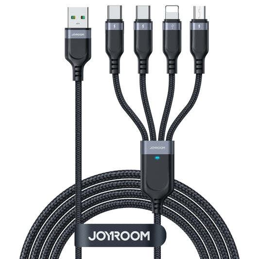 JOYROOM A18 3.5A USB to 8 Pin+Dual USB-C/Type-C+Micro USB 4 in 1 Data Cable, Length: 1.2m(Black) - Multifunction Cable by JOYROOM | Online Shopping UK | buy2fix