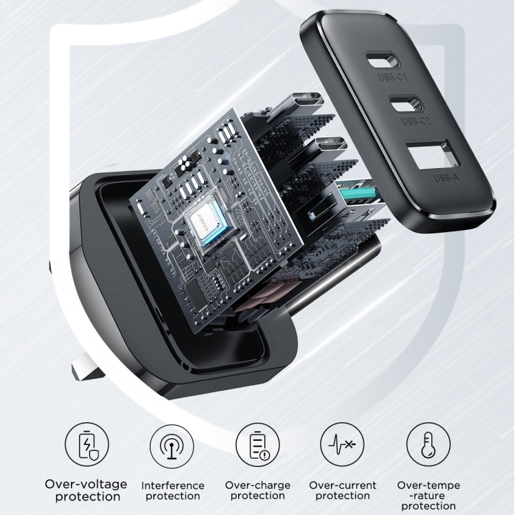 JOYRO0M JR-TCF10 32W Dual USB-C/Type-C+USB Fast Charger, Plug:UK Plug(Black) - USB Charger by JOYROOM | Online Shopping UK | buy2fix