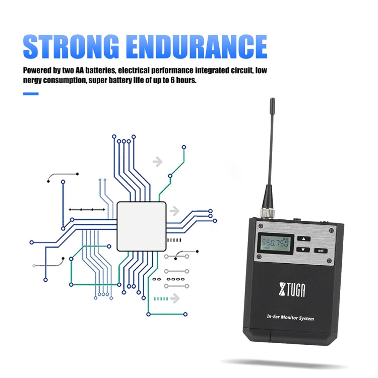 XTUGA  IEM1100 Professional Wireless In Ear Monitor System 2 BodyPacks(US Plug) - Microphone by XTUGA | Online Shopping UK | buy2fix