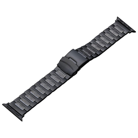 For Apple Watch Series 8 45mm Safety Buckle Titanium Steel Watch Band(Black) - Watch Bands by buy2fix | Online Shopping UK | buy2fix