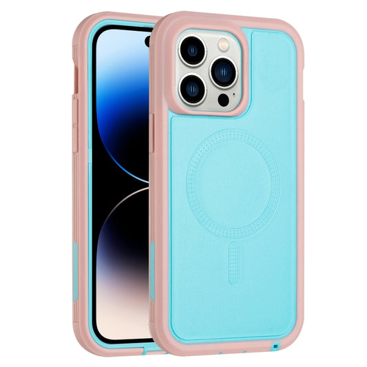 For iPhone 15 Pro Max Defender Series XT MagSafe Magnetic PC + TPU Shockproof Phone Case(Turquoise+Pink) - iPhone 15 Pro Max Cases by buy2fix | Online Shopping UK | buy2fix