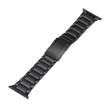 For Apple Watch Series 5 44mm Five Beads Turtle Buckle Titanium Steel Watch Band(Black) - Watch Bands by buy2fix | Online Shopping UK | buy2fix