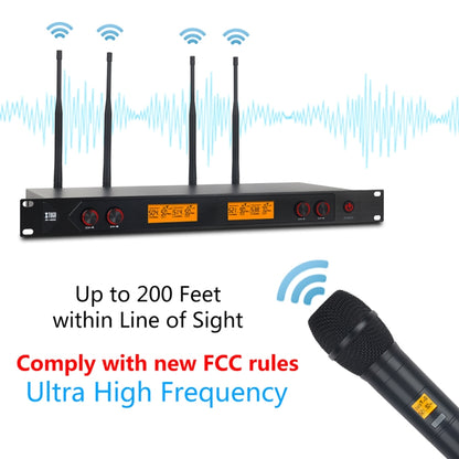 XTUGA A400-H Professional 4-Channel UHF Wireless Microphone System with 4 Handheld Microphone(UK Plug) - Microphone by XTUGA | Online Shopping UK | buy2fix