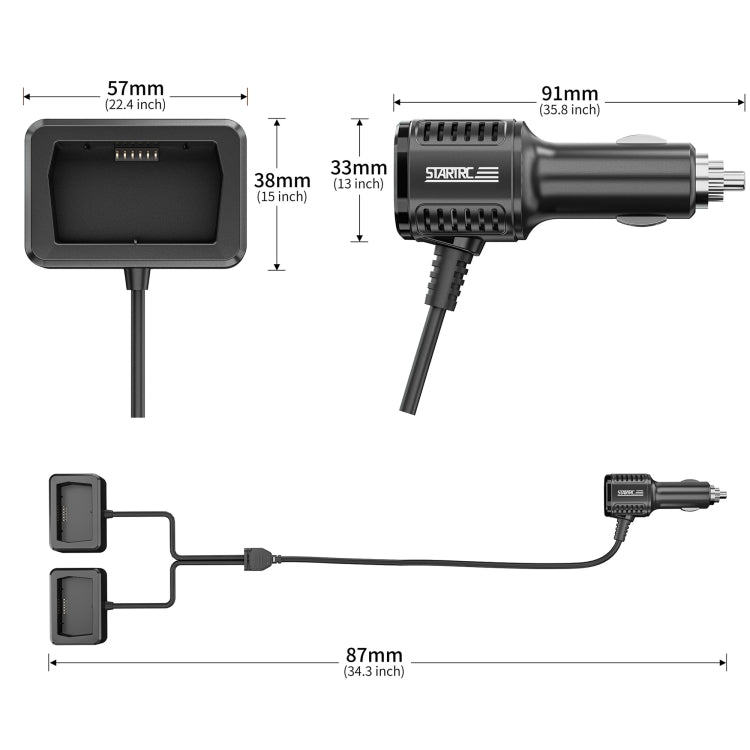 For Mini 3 / Mini 3 Pro STARTRC 2 in 1 Battery Charging Car Charger(Silver) - Charger by STARTRC | Online Shopping UK | buy2fix