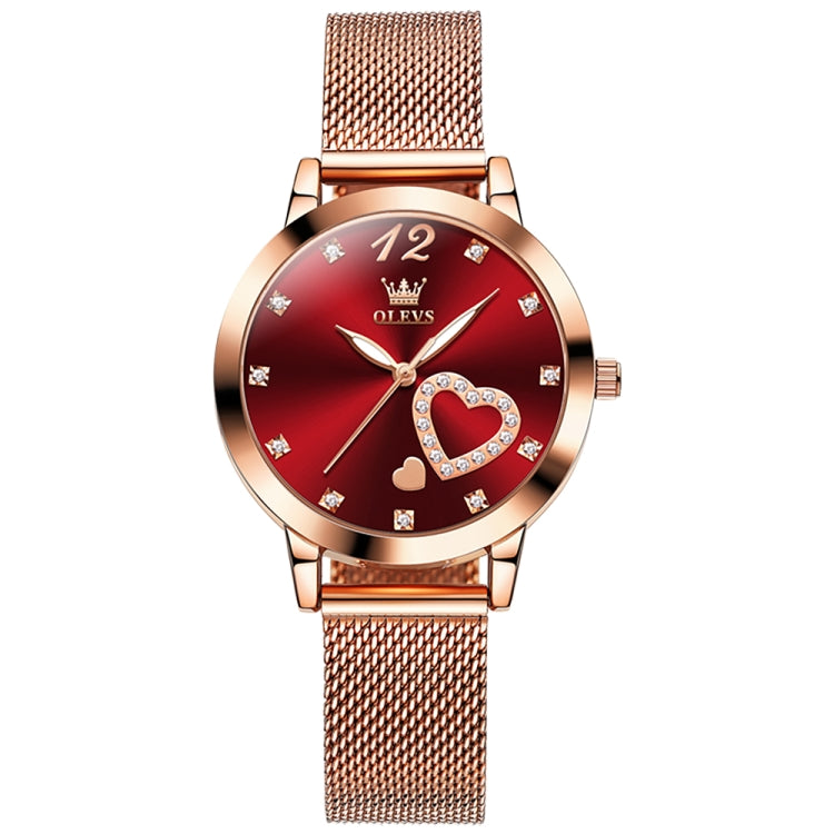 OLEVS 5189 Women Heart Shape Waterproof Quartz Watch(Red) - Metal Strap Watches by OLEVS | Online Shopping UK | buy2fix