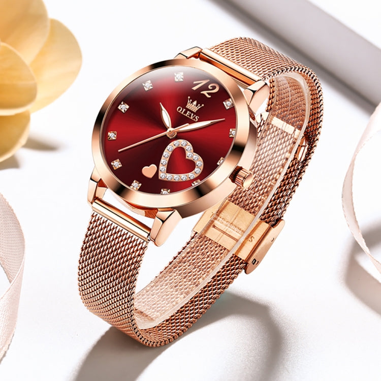 OLEVS 5189 Women Heart Shape Waterproof Quartz Watch(Red) - Metal Strap Watches by OLEVS | Online Shopping UK | buy2fix