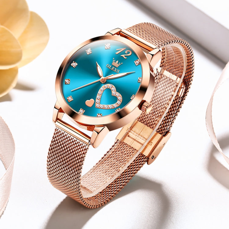 OLEVS 5189 Women Heart Shape Waterproof Quartz Watch(Blue) - Metal Strap Watches by OLEVS | Online Shopping UK | buy2fix