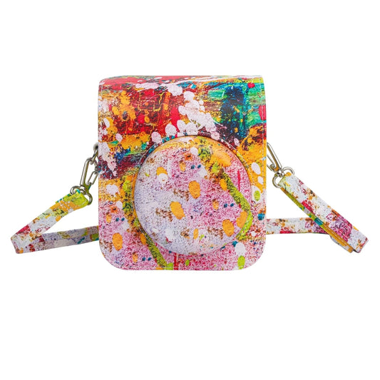 For FUJIFILM instax mini 12 Painted Full Body Leather Case Camera Bag with Strap(Abstract Painting) - Leather Bag by buy2fix | Online Shopping UK | buy2fix