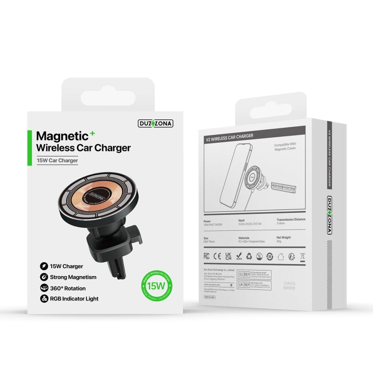 DUZZONA V2 15W Transparent Car Magnetic Wireless Charger - Wireless Charger Holders by DUZZONA | Online Shopping UK | buy2fix