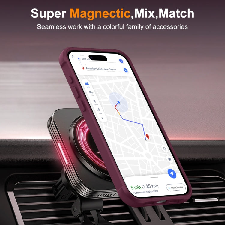 For iPhone 15 Pro MagSafe Magnetic Rotating Holder Phone Case(Wine Red) - iPhone 15 Pro Cases by buy2fix | Online Shopping UK | buy2fix