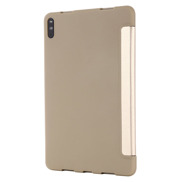 For Huawei Matepad 10.4 GEBEI Shockproof Horizontal Flip Leather Case with Three-folding Holder(Gold) - Huawei by GEBEI | Online Shopping UK | buy2fix