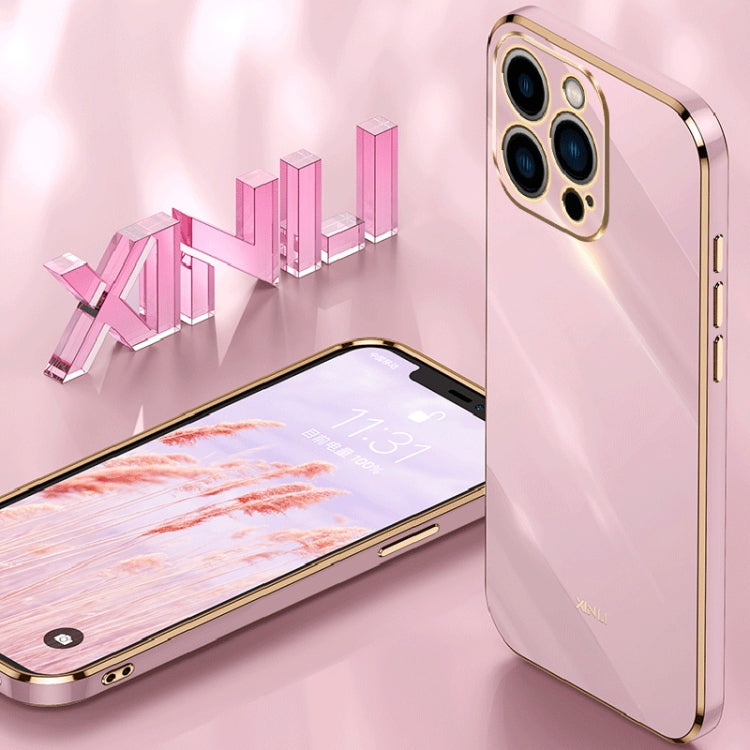 For iPhone 15 Pro Max XINLI Straight Edge 6D Electroplate TPU Phone Case(White) - iPhone 15 Pro Max Cases by XINLI | Online Shopping UK | buy2fix