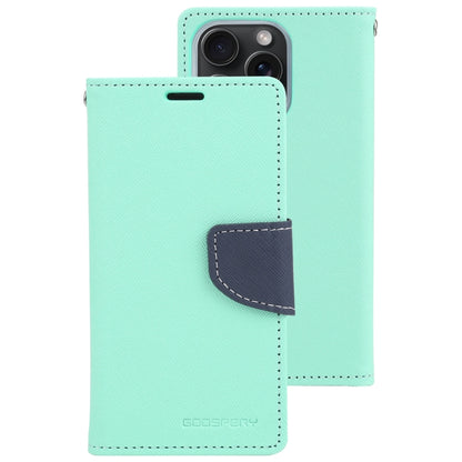 For iPhone 15 Pro Max GOOSPERY FANCY DIARY Cross Texture Leather Phone Case(Mint Green) - iPhone 15 Pro Max Cases by GOOSPERY | Online Shopping UK | buy2fix