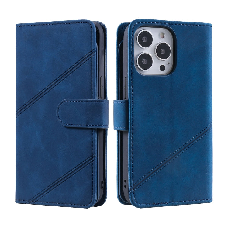 For iPhone 15 Pro Max Skin Feel Multi-card Wallet Leather Phone Case(Blue) - iPhone 15 Pro Max Cases by buy2fix | Online Shopping UK | buy2fix