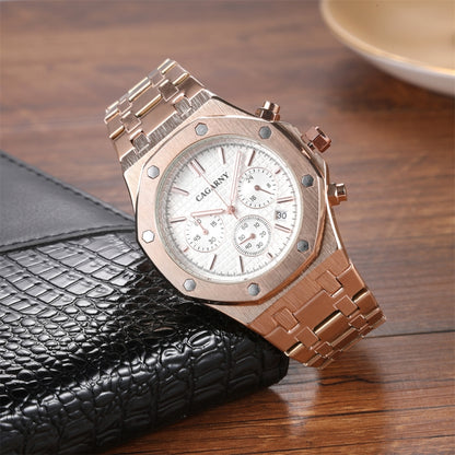 CAGARNY 6835 Men Simple Quartz Steel Band Watch(Rose Gold + White) - Metal Strap Watches by CAGARNY | Online Shopping UK | buy2fix