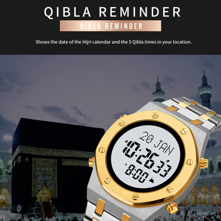 SKMEI 2043 Multifunctional Muslim Worships Compass Digital Wrist Watch(Black+White) - Metal Strap Watches by SKMEI | Online Shopping UK | buy2fix