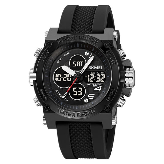 SKMEI 2065 50M Waterproof Multifunctional Men Dual Display Sports Digital Wrist Watch(Black) - Silicone Strap Watches by SKMEI | Online Shopping UK | buy2fix