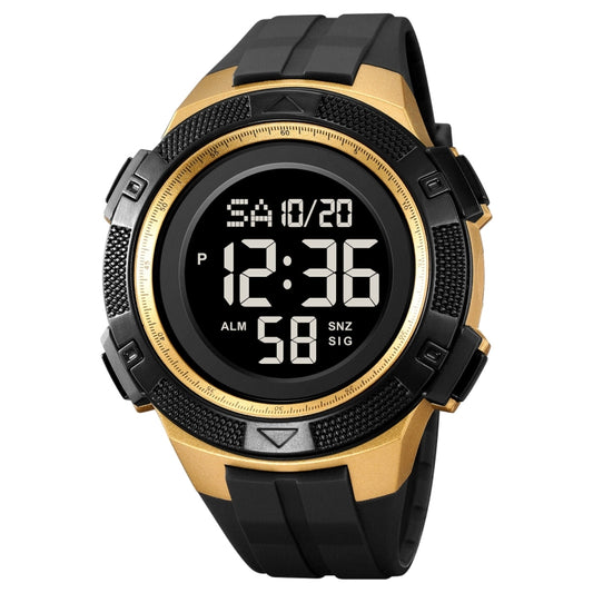 SKMEI 2078 Multifunctional Men 50M Waterproof Sports Fashion Digital Wrist Watch(Black Gold) - Silicone Strap Watches by SKMEI | Online Shopping UK | buy2fix