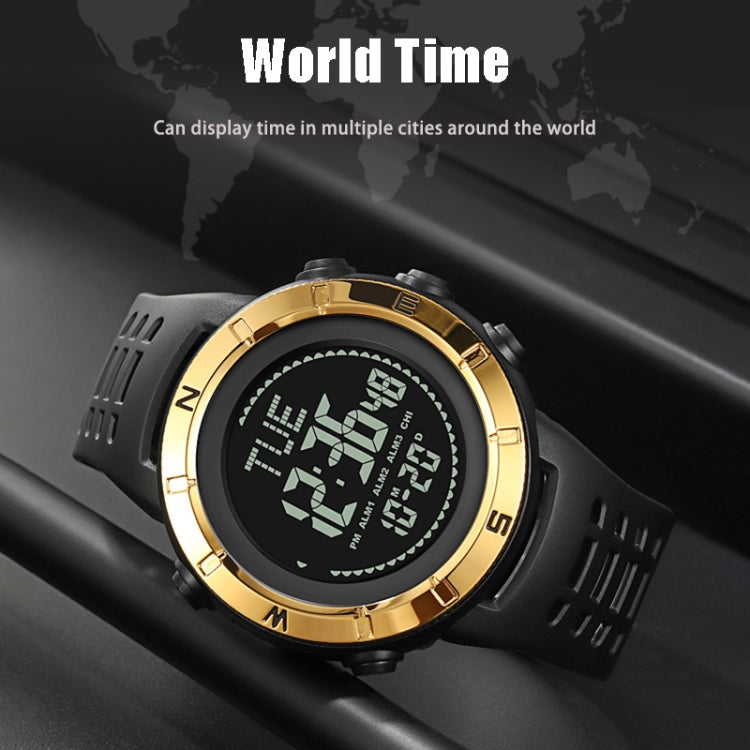 Shimei 2096 Multifunctional Men 50M Waterproof Compass Noctilucent Digital Wrist Watch(Black) - Silicone Strap Watches by SKMEI | Online Shopping UK | buy2fix